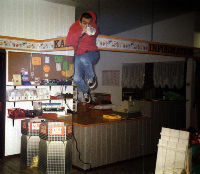 steven likes to jump around...even when he goes shopping he can't stop!